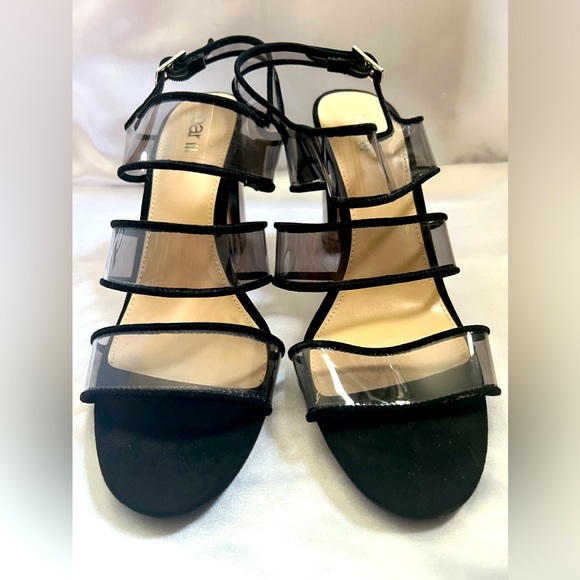 New Bar III Black/Vinyl Bernicep Heels - Picture 3 of 8